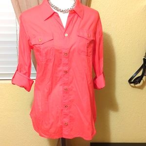 Hot pink button up shirt